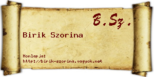 Birik Szorina névjegykártya